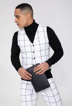 Veste tendance sans manches avec motif à carreaux