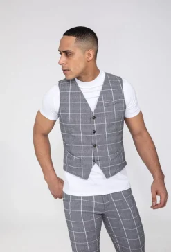Veste tendance sans manches avec motif à carreaux