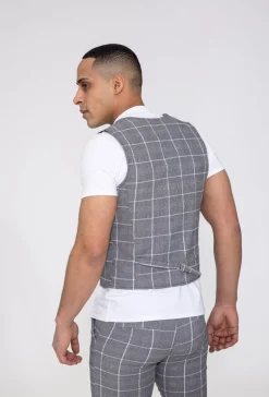 Veste tendance sans manches avec motif à carreaux