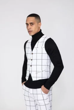 Veste tendance sans manches avec motif à carreaux