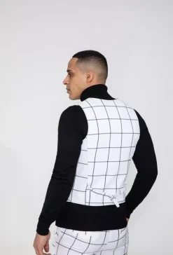 Veste tendance sans manches avec motif à carreaux