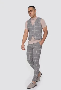 Veste tendance sans manches avec motif à carreaux