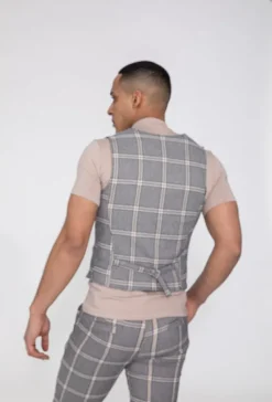 Veste tendance sans manches avec motif à carreaux