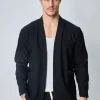 Veste uni fluide confortable avec motif à rayures