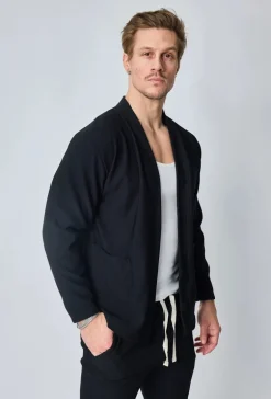 Veste uni fluide confortable avec motif à rayures