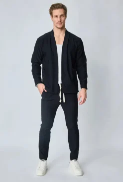 Veste uni fluide confortable avec motif à rayures