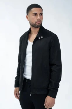Veste unie sans capuche style biker en tissus
