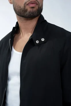 Veste unie sans capuche style biker en tissus