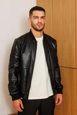 Veste unie simili cuir